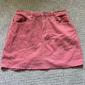 Denim rubbed pink skirt